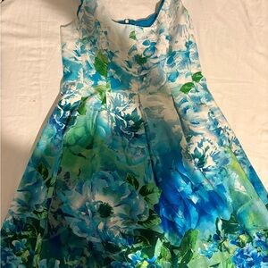 Nine West Blue and Green Floral Kids Dress